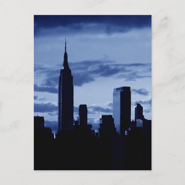 New York City & Blue Night Postcard (Front)