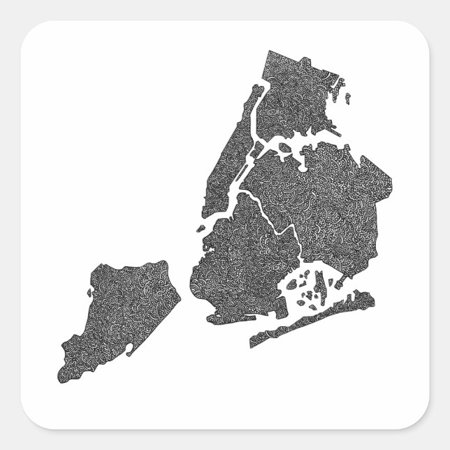 New York City Borough's Map Square Sticker (Front)
