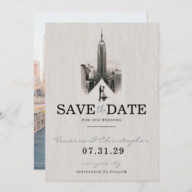 New York City Bride & Groom Save The Date (Front/Back)
