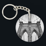 New-York City Brooklyn Bridge Closeup Key Ring<br><div class="desc">Black and white photo of New-York city landmark,  Brooklyn bridge closeup architectural detail. Geometric look with customisable monogram.</div>