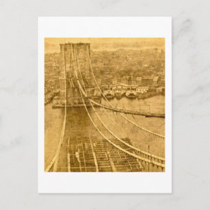 New York City Brooklyn Bridge Construction 1870s Postcard