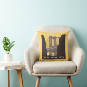New York City   Brooklyn Bridge Cushion