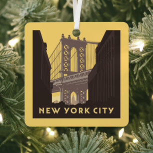 New York City   Brooklyn Bridge Metal Tree Decoration