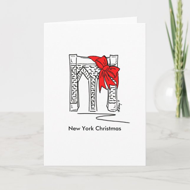 New York City Brooklyn Bridge NYC Christmas Bklyn Holiday Card (Front)