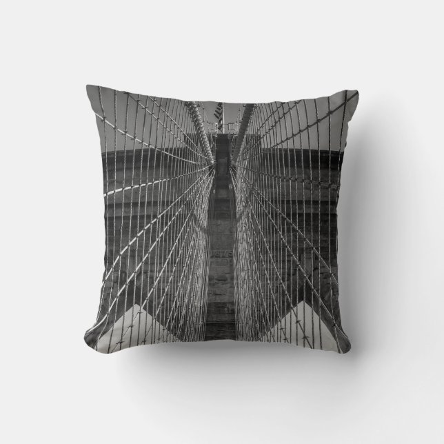 New York City Brooklyn Bridge & Skyline 2 Sided Cushion (Front)
