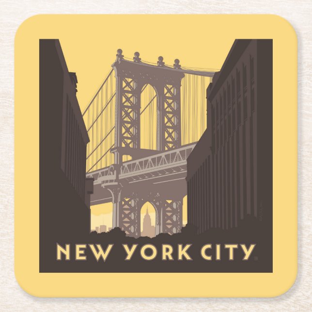 New York City | Brooklyn Bridge Square Paper Coaster (Front)