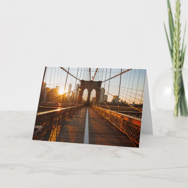 New York City Brooklyn Bridge Sunrise Card (Front)