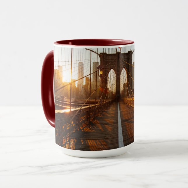New York City Brooklyn Bridge Sunrise Mug (Front Left)