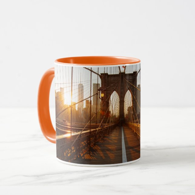 New York City Brooklyn Bridge Sunrise Mug (Front Left)