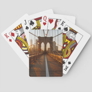 New York City Brooklyn Bridge Sunrise Playing Cards