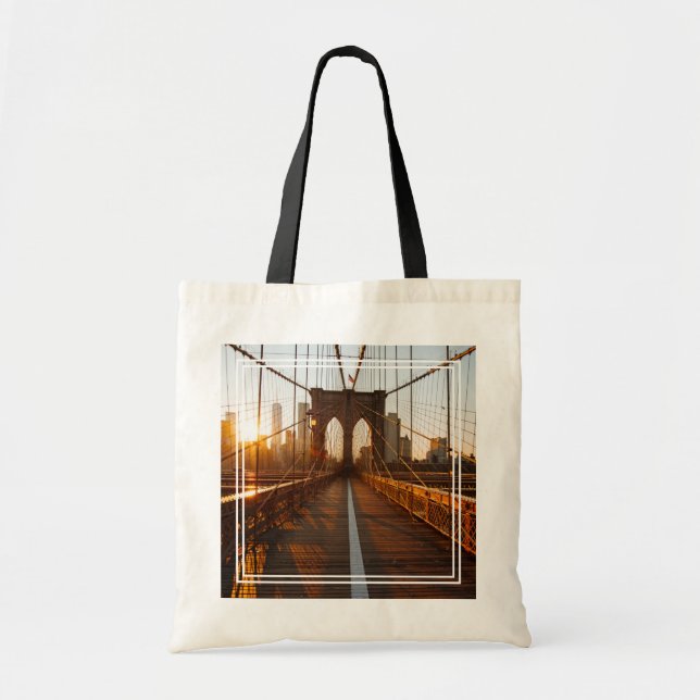 New York City Brooklyn Bridge Sunrise Tote Bag (Front)