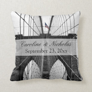 New York City Brooklyn Bridge Wedding Cushion