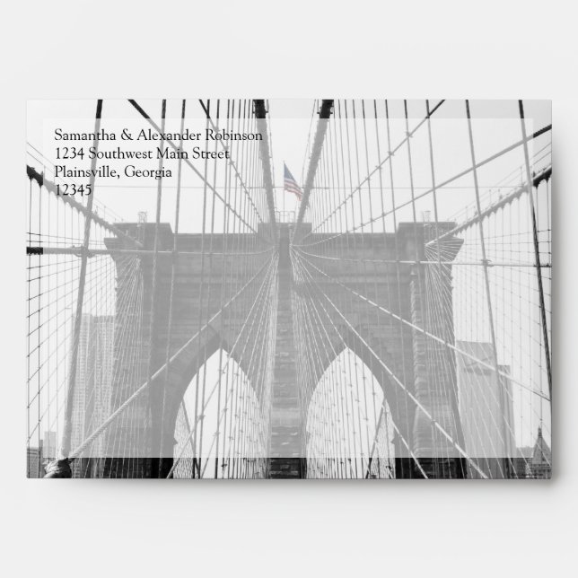 New York City Brooklyn Bridge Wedding Envelopes (Front)