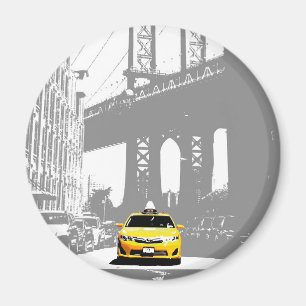 New York City Brooklyn Bridge Yellow Taxi Nyc Magnet