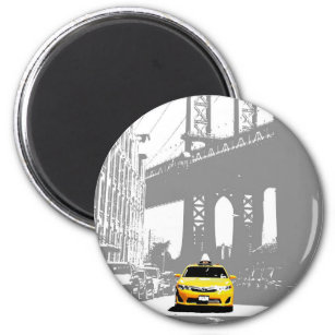 New York City Brooklyn Bridge Yellow Taxi Nyc Magnet