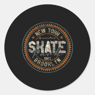 New York City Brooklyn Skate Skateboarding Vintage Classic Round Sticker