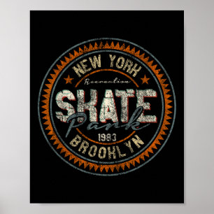 New York City Brooklyn Skate Skateboarding Vintage Poster