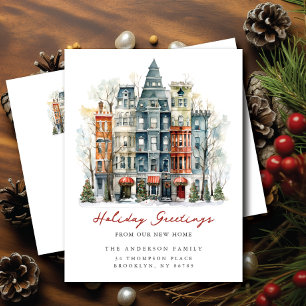 New York City Brownstone New Address Announcement Postcard