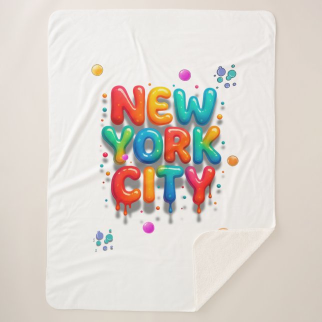 New York City Bubble Letters Sherpa Blanket (Front)