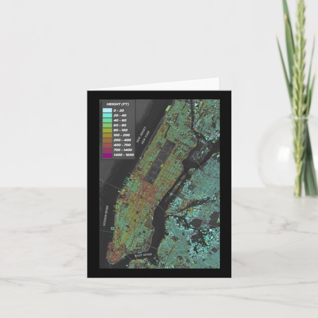 New York City Building Height Map Sticker  Card (Front)
