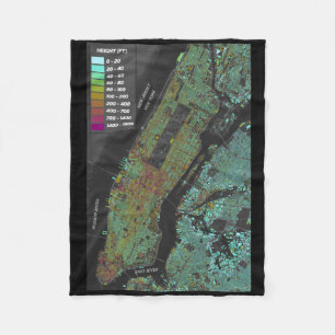 New York City Building Height Map Sticker  Fleece Blanket