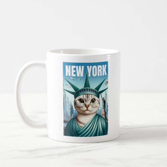 New York City Cat Statue of Liberty Mug – Cute NYC (Left)