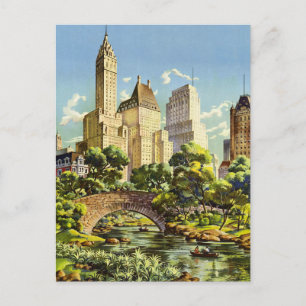 New York City Central Park Vintage Poster Postcard