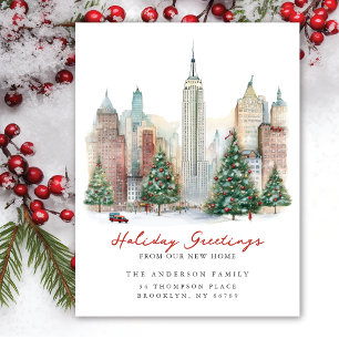 New York City Christmas New Address Announcement Postcard
