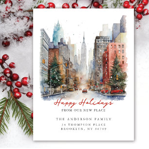 New York City Christmas New Address Announcement Postcard
