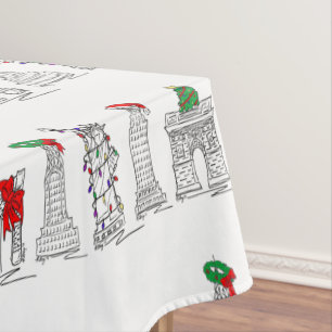 New York City Christmas NYC Holiday Landmarks Tablecloth