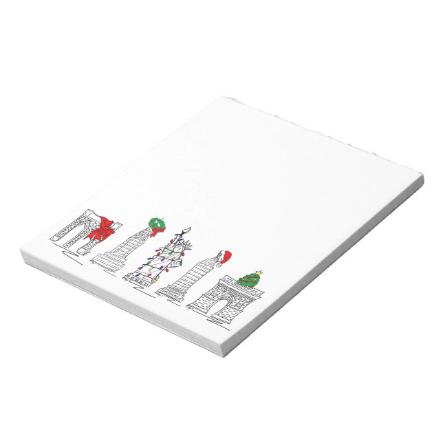 New York City Christmas NYC Holiday Landmarks Xmas Notepad (Rotated)