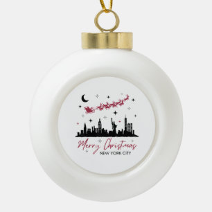 New York City Christmas Trip, Merry Christmas New Ceramic Ball Christmas Ornament