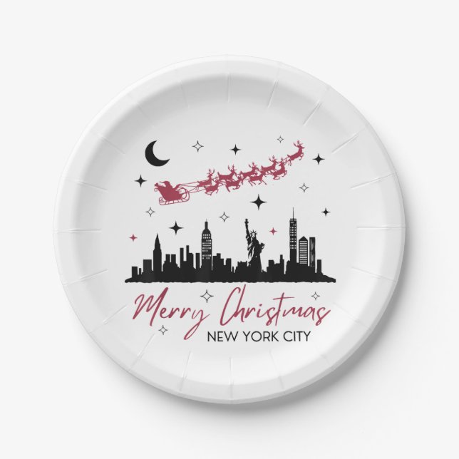 New York City Christmas Trip, Merry Christmas New  Paper Plate (Front)