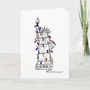 New York City Christmas Xmas Statue of Liberty NYC Holiday Card