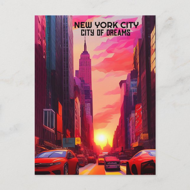 NEW YORK CITY CITY OF DREAMS ART POSTCARD (Front)