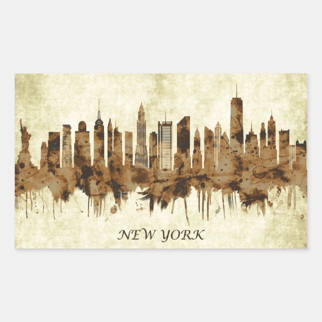 New York City Cityscape Rectangular Sticker (Front)