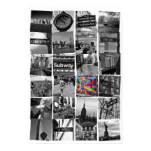 New York City collage of photograps, white