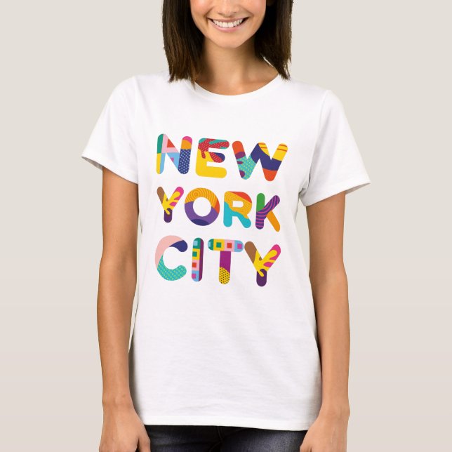New York City colourful text T-Shirt (Front)