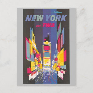 New York City Colourful Times Square Travel Poster Postcard