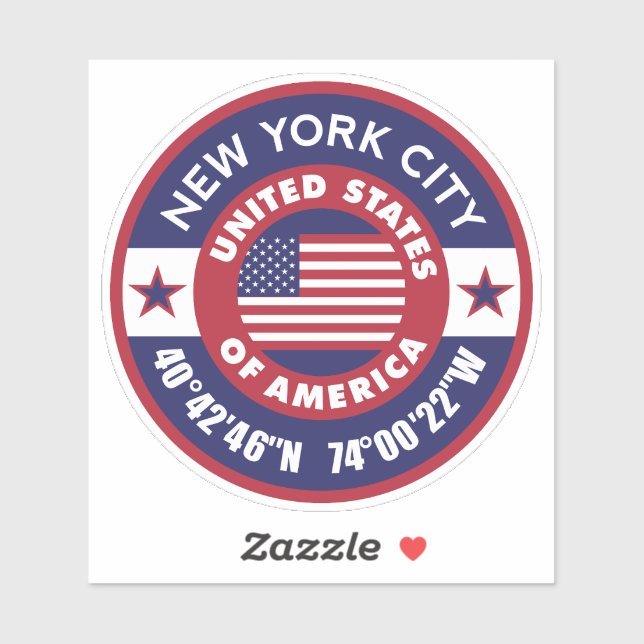 New York City Coordinates with American Flag (Sheet)