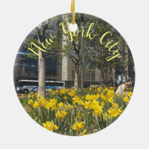 New York City Daffodils Columbus Circle NYC Spring Ceramic Tree Decoration