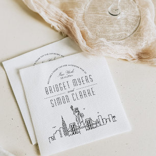 New York City Deco Skyline Wedding Event Napkins