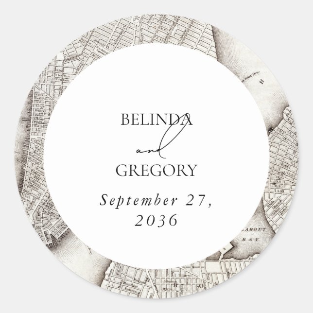 New York City Destination NYC Wedding Classic Round Sticker (Front)