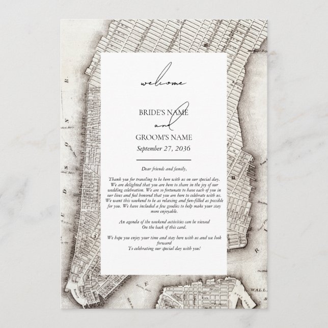 New York City Destination NYC Wedding Itinerary Program (Front)