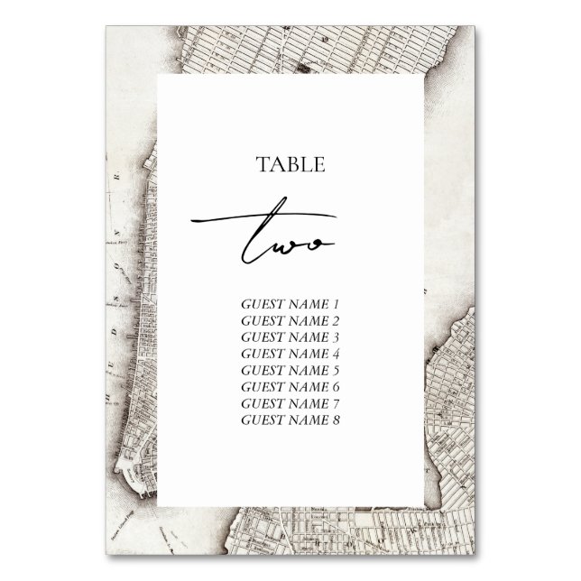 New York City Destination NYC Wedding Table Number (Front)