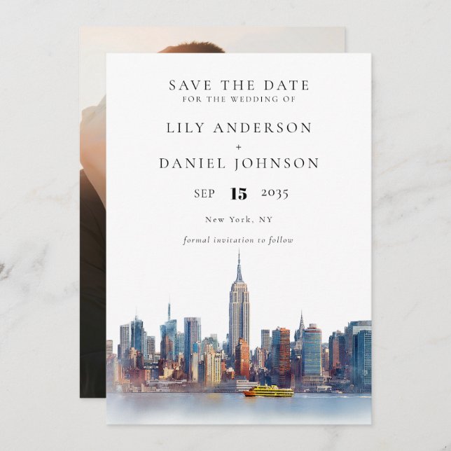 New York City Destination Photo Wedding Save The Date (Front/Back)