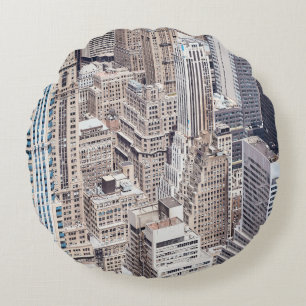 New York City diverse architecture, colour toned a Round Cushion