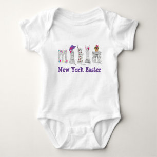 New York City Easter NYC Brooklyn Landmarks Baby Bodysuit