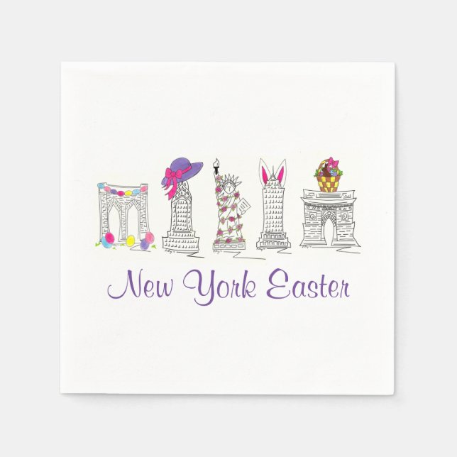 New York City Easter NYC Landmarks Architecture Napkin (Front)