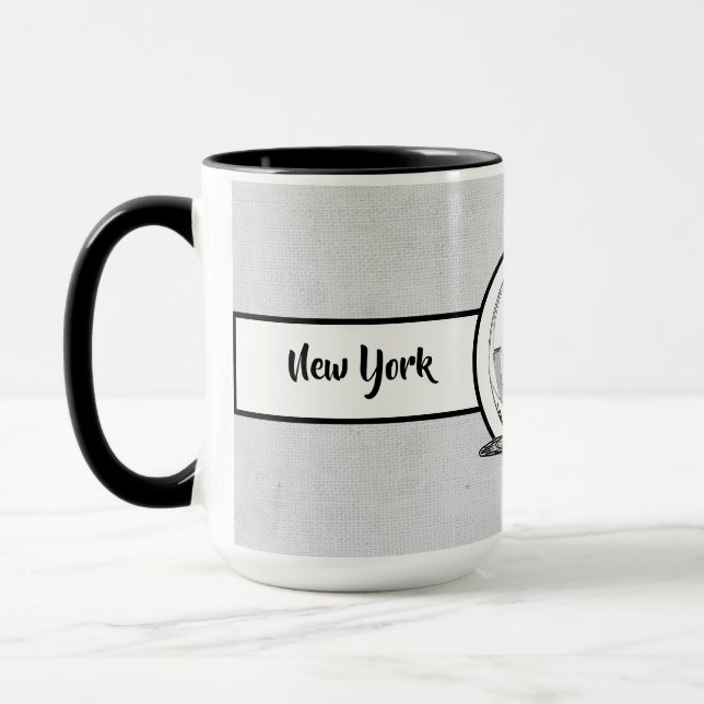 New York City Elegant linen Ringer 15oz Mug (Left)
